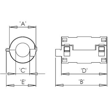 Ferrit-Ringkern geteilt 190Ω Kabel-Ø (max.) 9mm