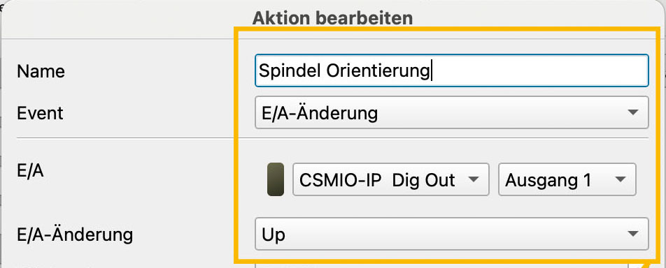 Spindel Orientierung