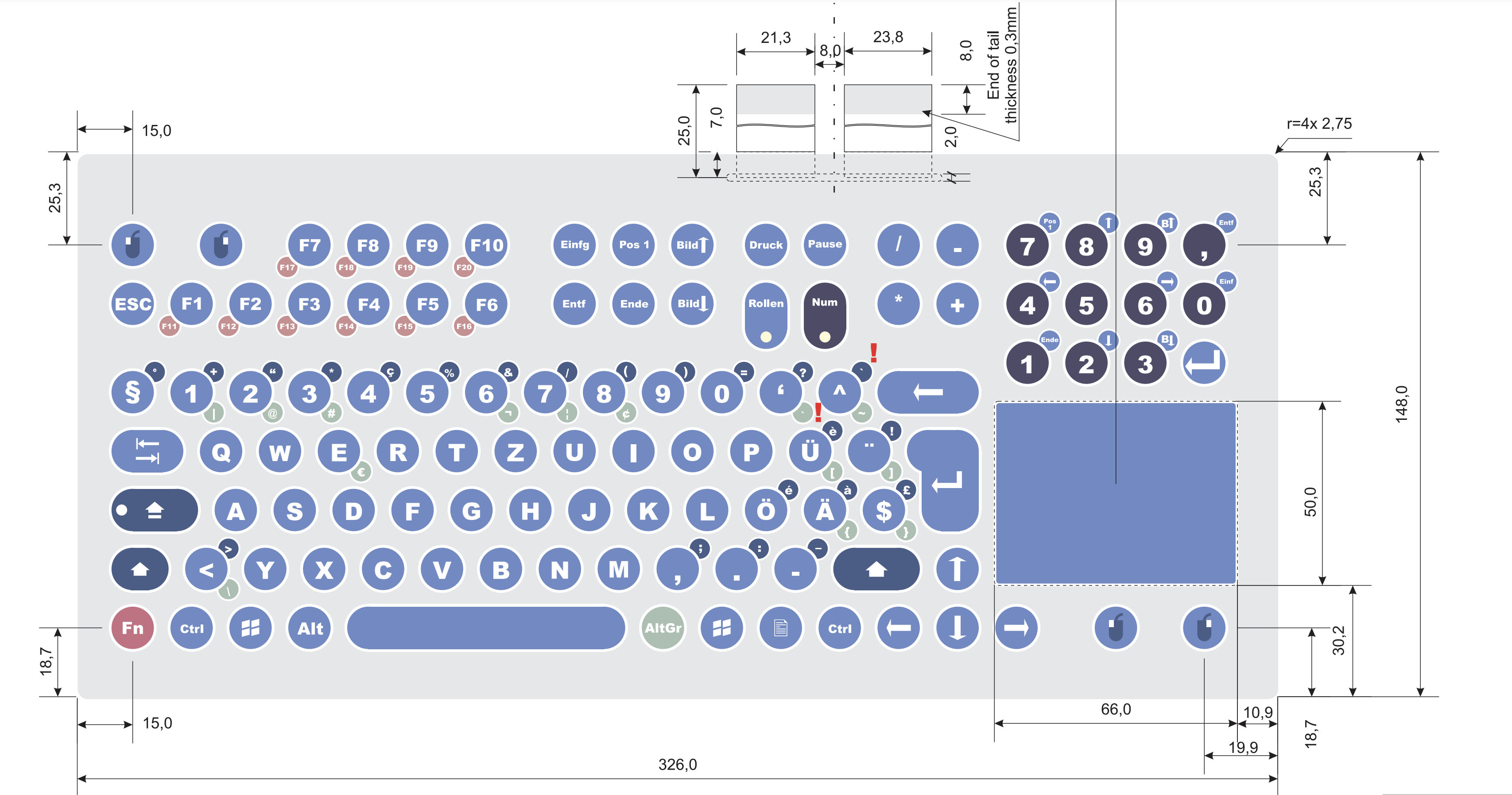 CNC Tastatur mit Trackball