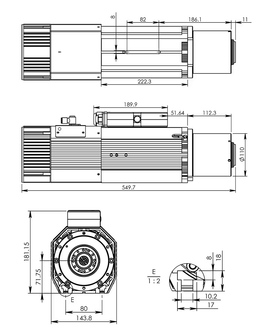 HF Spindel 9 KW Luftgekühlt mit 11 KW C2000